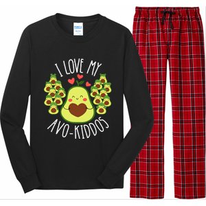 Funny Teacher Avocado Valentine's Day Cute Retro Wo Long Sleeve Pajama Set