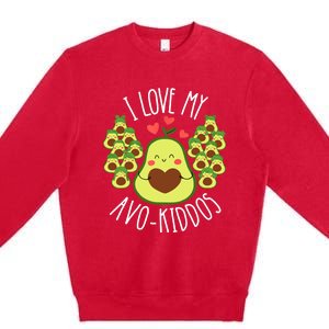 Funny Teacher Avocado Valentine's Day Cute Retro Wo Premium Crewneck Sweatshirt