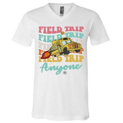 Field Trip Anyone Field Day Teacher V-Neck T-Shirt