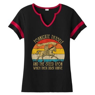 Fornicate Thyself And The Steed Upon Which Thou Didst Arrive Ladies Halftime Notch Neck Tee