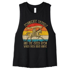 Fornicate Thyself And The Steed Upon Which Thou Didst Arrive Women's Racerback Cropped Tank