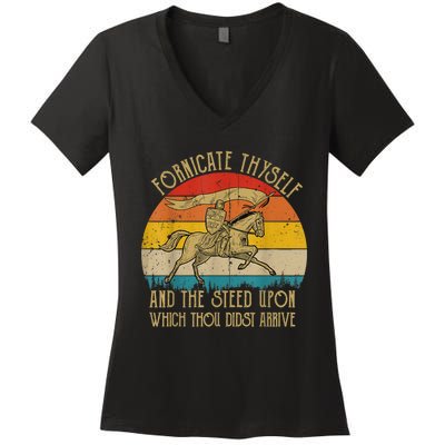 Fornicate Thyself And The Steed Upon Which Thou Didst Arrive Women's V-Neck T-Shirt