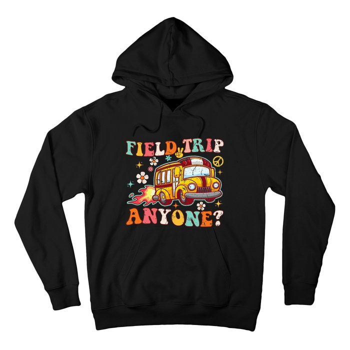 Field Trip Anyone Groovy School Bus Driver Yellow Bus Hoodie