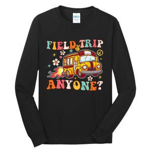 Field Trip Anyone Groovy School Bus Driver Yellow Bus Tall Long Sleeve T-Shirt