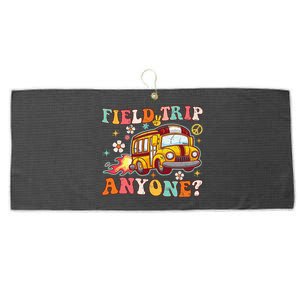 Field Trip Anyone Groovy School Bus Driver Yellow Bus Large Microfiber Waffle Golf Towel