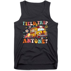 Field Trip Anyone Groovy School Bus Driver Yellow Bus Tank Top