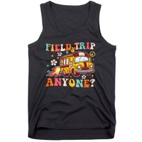 Field Trip Anyone Groovy School Bus Driver Yellow Bus Tank Top