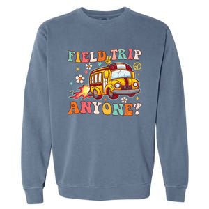 Field Trip Anyone Groovy School Bus Driver Yellow Bus Garment-Dyed Sweatshirt