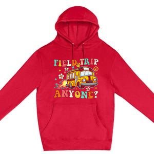 Field Trip Anyone Groovy School Bus Driver Yellow Bus Premium Pullover Hoodie