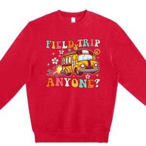 Field Trip Anyone Groovy School Bus Driver Yellow Bus Premium Crewneck Sweatshirt