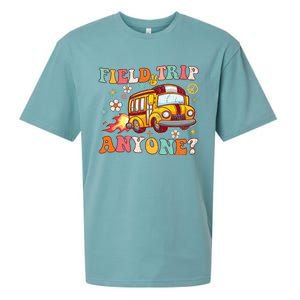 Field Trip Anyone Groovy School Bus Driver Yellow Bus Sueded Cloud Jersey T-Shirt