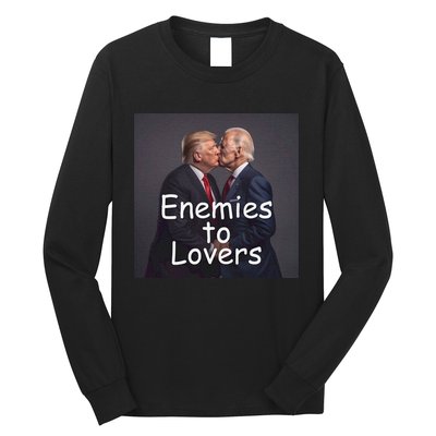 Funny Trump And Biden Kissing Enemies To Lovers Long Sleeve Shirt