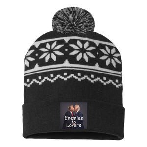 Funny Trump And Biden Kissing Enemies To Lovers USA-Made Snowflake Beanie