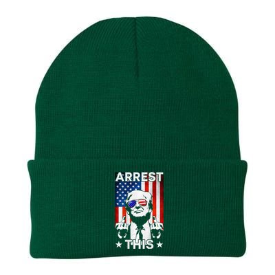 Funny Trump Arrest This American Flag Trump 2024 Knit Cap Winter Beanie