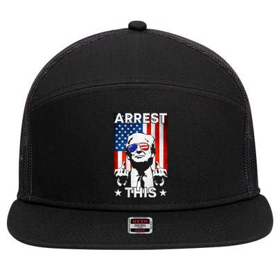 Funny Trump Arrest This American Flag Trump 2024 7 Panel Mesh Trucker Snapback Hat