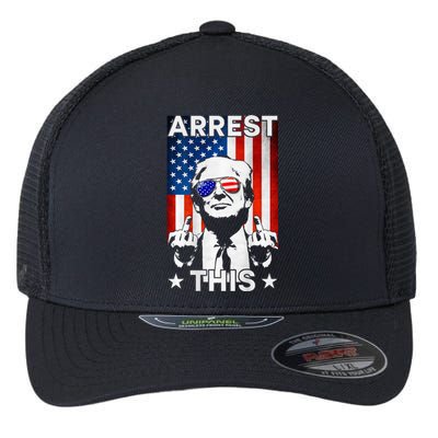 Funny Trump Arrest This American Flag Trump 2024 Flexfit Unipanel Trucker Cap