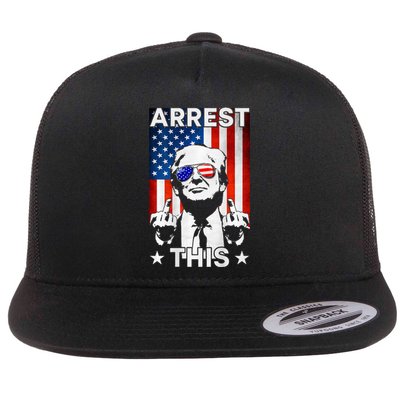 Funny Trump Arrest This American Flag Trump 2024 Flat Bill Trucker Hat