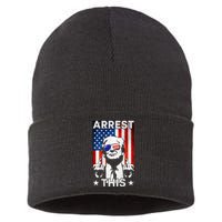 Funny Trump Arrest This American Flag Trump 2024 Sustainable Knit Beanie