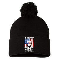 Funny Trump Arrest This American Flag Trump 2024 Pom Pom 12in Knit Beanie