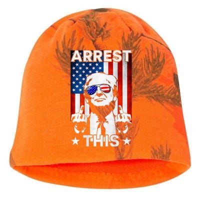 Funny Trump Arrest This American Flag Trump 2024 Kati - Camo Knit Beanie