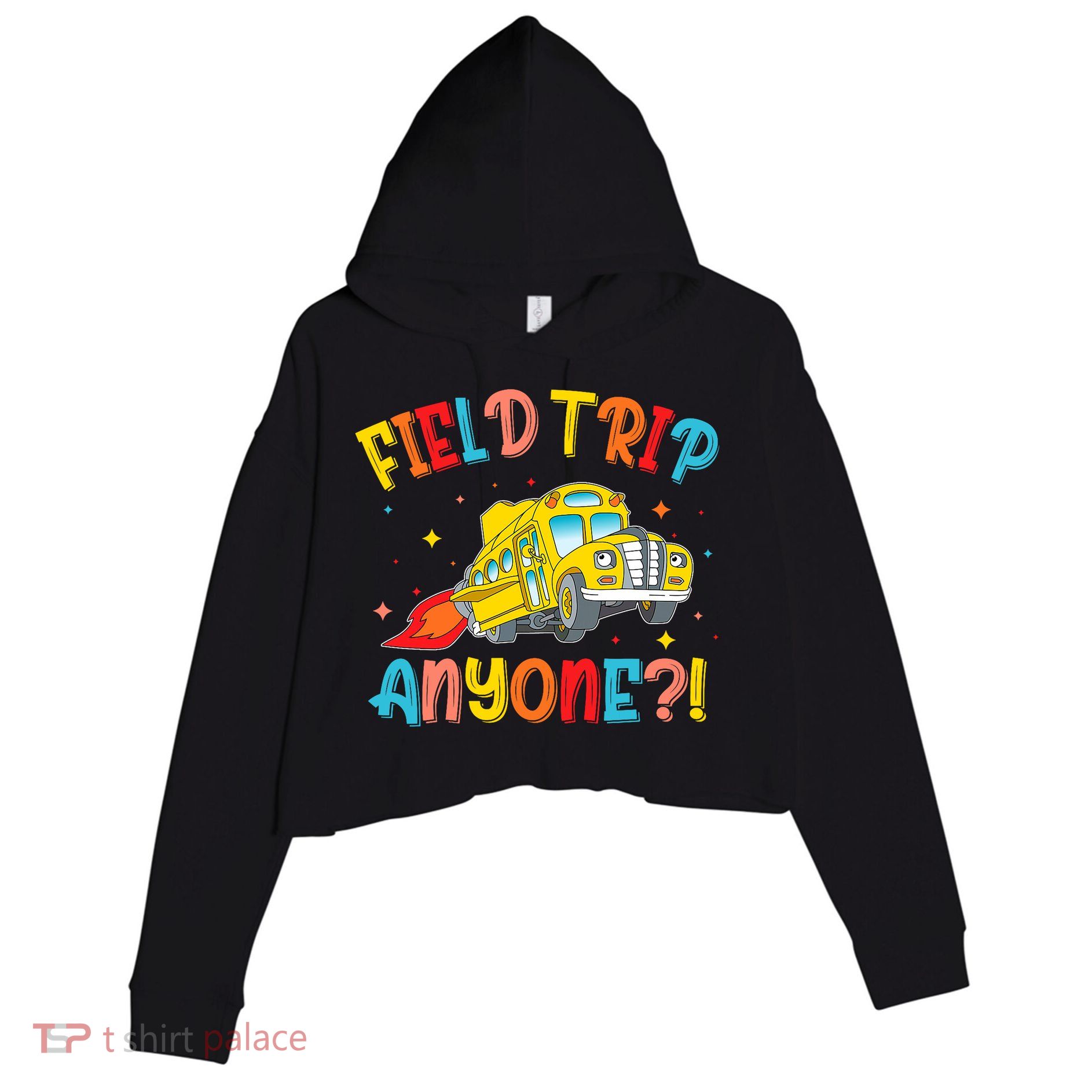 Field Trip Anyone School Trips Field Day 2025 Teachers  Crop Fleece Hoodie