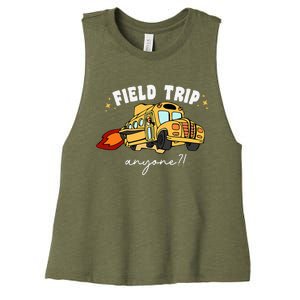 Field Trip Anyone Teacher Field Day Funny Presents Women's Racerback Cropped Tank