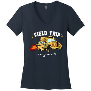 Field Trip Anyone Teacher Field Day Funny Presents Women's V-Neck T-Shirt