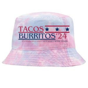 Funny Tacos And Burritos Vote 2024 Tie-Dyed Bucket Hat