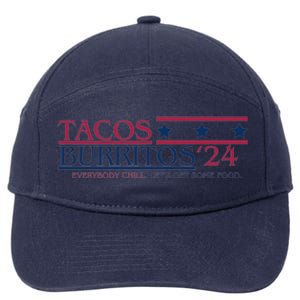 Funny Tacos And Burritos Vote 2024 7-Panel Snapback Hat