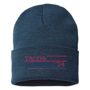 Funny Tacos And Burritos Vote 2024 Sustainable Knit Beanie