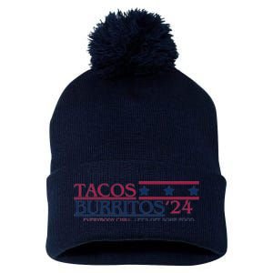 Funny Tacos And Burritos Vote 2024 Pom Pom 12in Knit Beanie