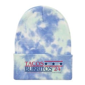 Funny Tacos And Burritos Vote 2024 Tie Dye 12in Knit Beanie