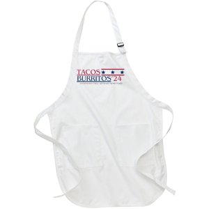 Funny Tacos And Burritos Vote 2024 Full-Length Apron With Pockets