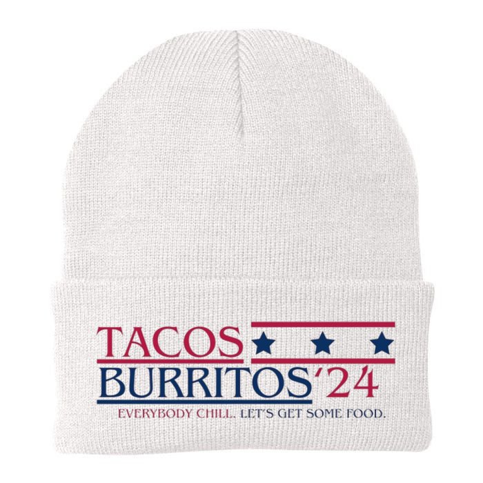 Funny Tacos And Burritos Vote 2024 Knit Cap Winter Beanie