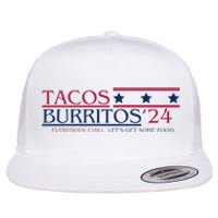 Funny Tacos And Burritos Vote 2024 Flat Bill Trucker Hat