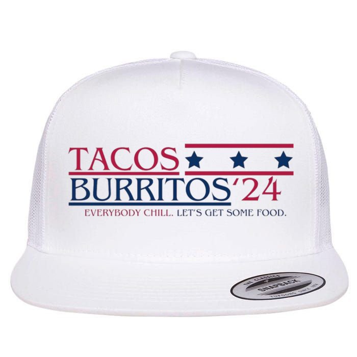 Funny Tacos And Burritos Vote 2024 Flat Bill Trucker Hat