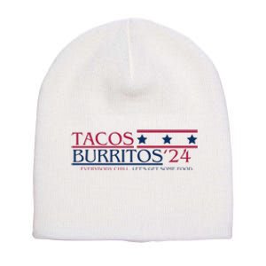 Funny Tacos And Burritos Vote 2024 Short Acrylic Beanie