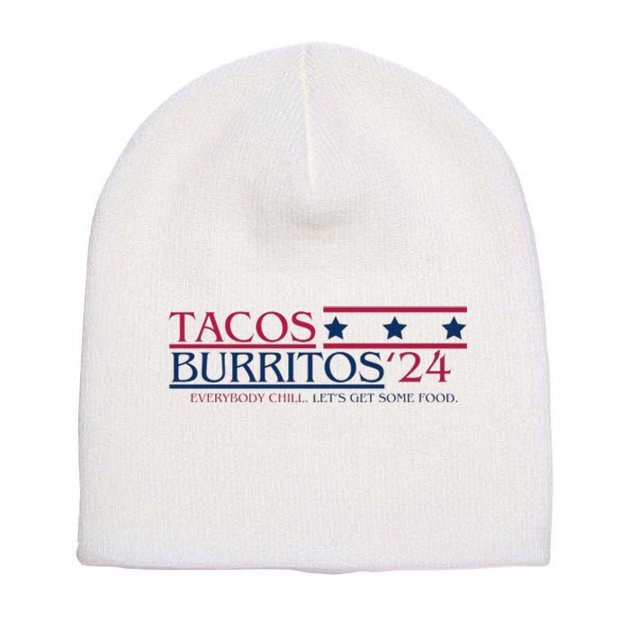 Funny Tacos And Burritos Vote 2024 Short Acrylic Beanie