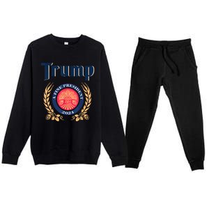 Funny Trump A Fine President 2024 Premium Crewneck Sweatsuit Set