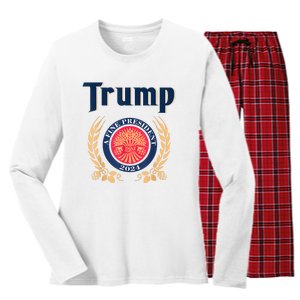 Funny Trump A Fine President 2024 Women's Long Sleeve Flannel Pajama Set 