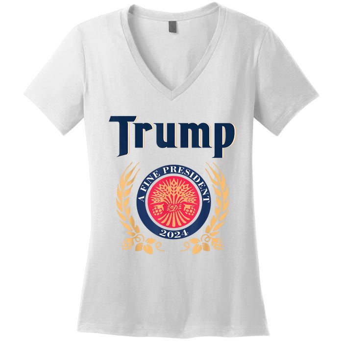 Funny Trump A Fine President 2024 Women's V-Neck T-Shirt