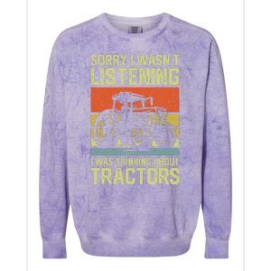 Funny Thinking About Tractors Tractor Lover Farmer Colorblast Crewneck Sweatshirt