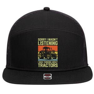 Funny Thinking About Tractors Tractor Lover Farmer 7 Panel Mesh Trucker Snapback Hat