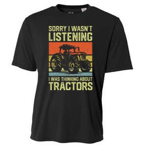 Funny Thinking About Tractors Tractor Lover Farmer Cooling Performance Crew T-Shirt