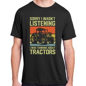 Funny Thinking About Tractors Tractor Lover Farmer Adult ChromaSoft Performance T-Shirt