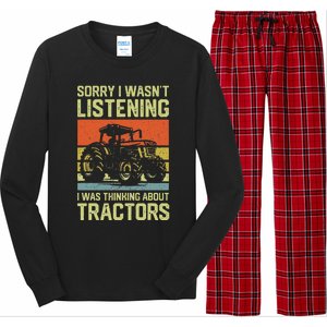 Funny Thinking About Tractors Tractor Lover Farmer Long Sleeve Pajama Set