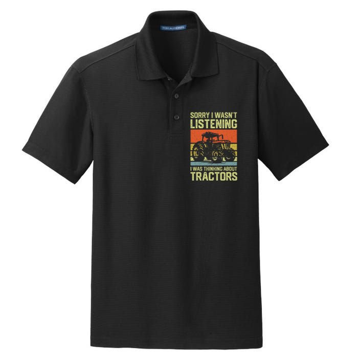 Funny Thinking About Tractors Tractor Lover Farmer Dry Zone Grid Polo