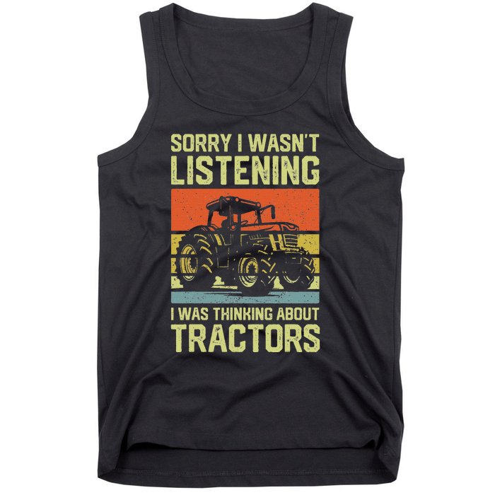 Funny Thinking About Tractors Tractor Lover Farmer Tank Top