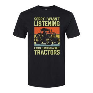 Funny Thinking About Tractors Tractor Lover Farmer Softstyle CVC T-Shirt