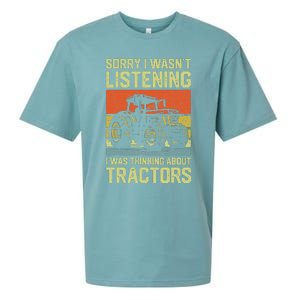 Funny Thinking About Tractors Tractor Lover Farmer Sueded Cloud Jersey T-Shirt